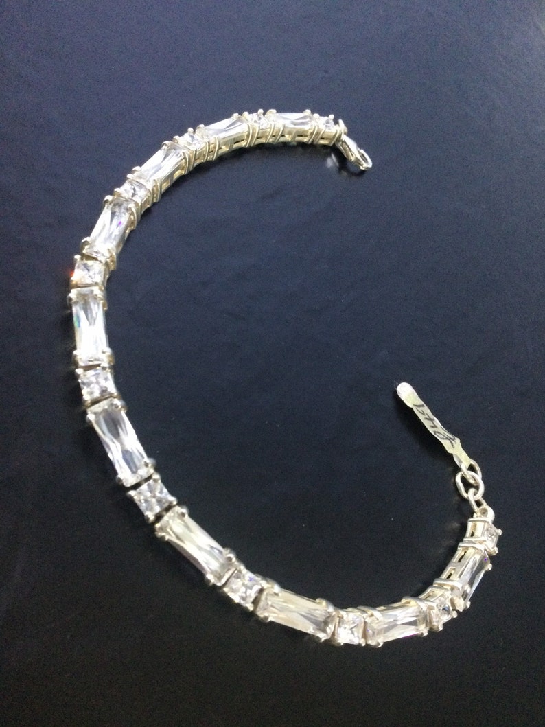 Silver cubic zirconia bracelet,extra long