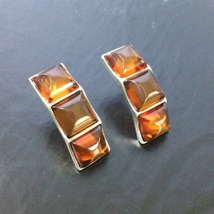 Silver amber earrings
