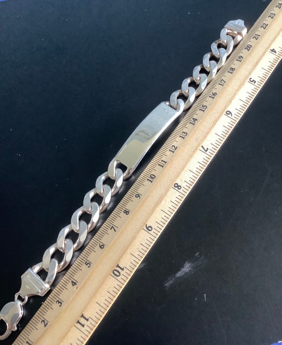 Sterling silver mens identity bracelet Gem