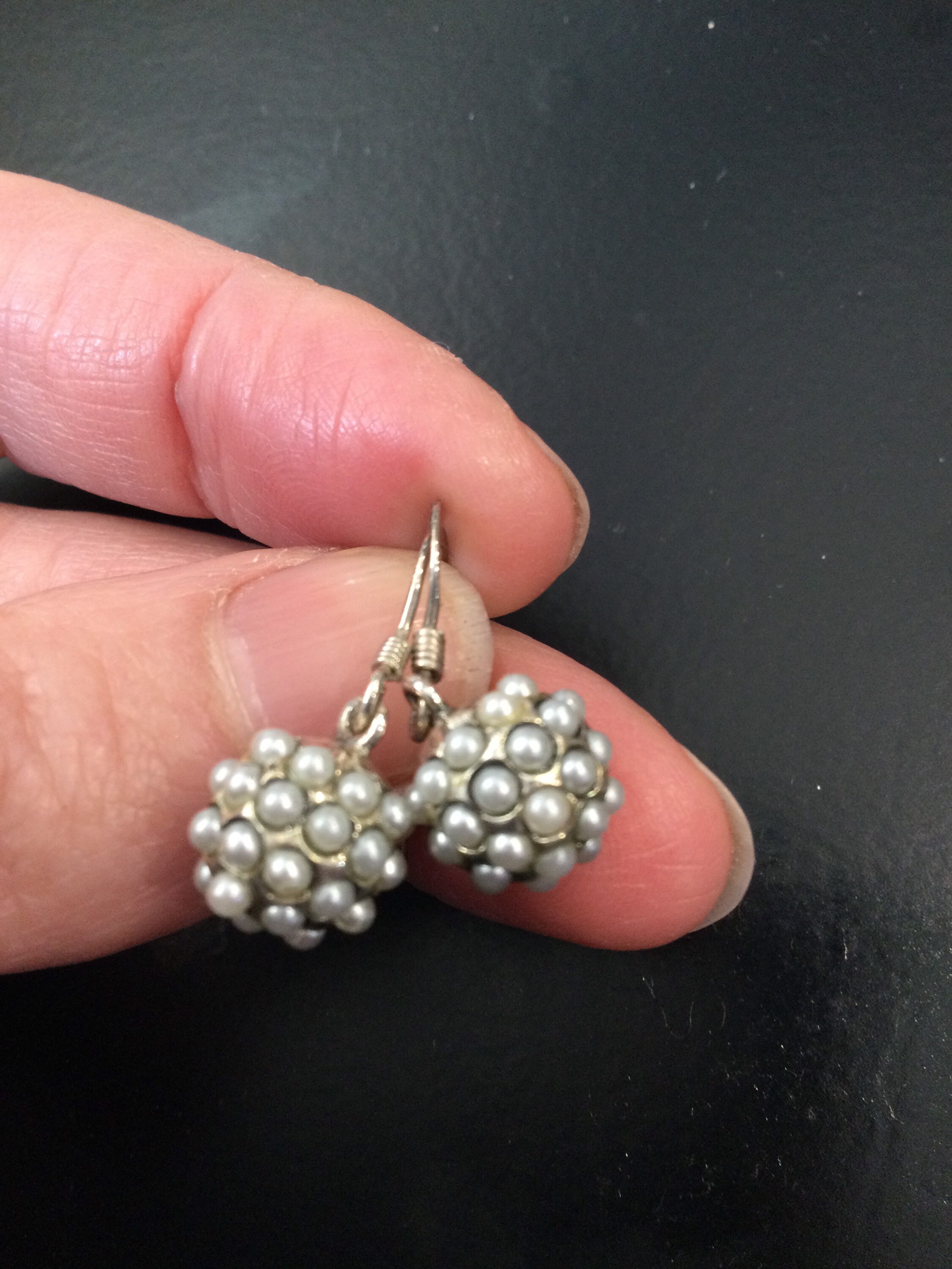 Sterling silver seed pearl ball earrings Etsy