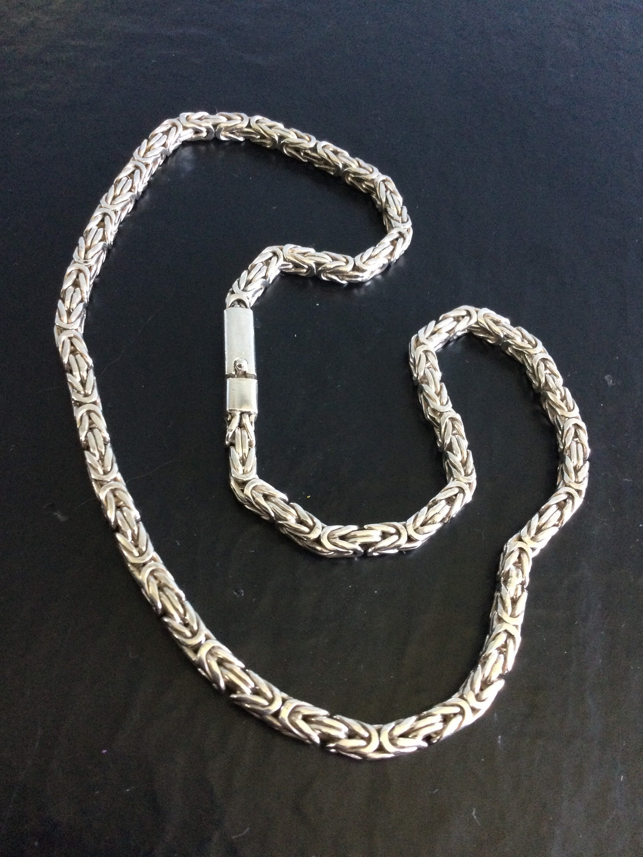 ハーリップトゥ　Square Chain Necklace Sterling Silver Byzantine Square Chain - Etsy