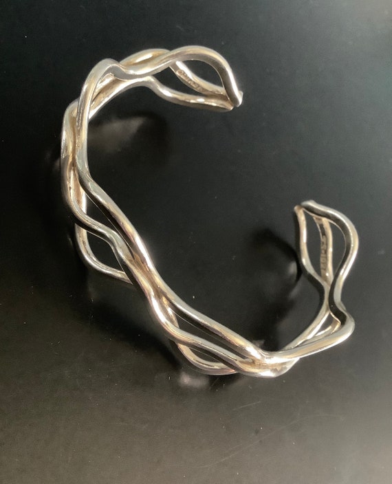 Sterling silver wavy torque bangle - image 1