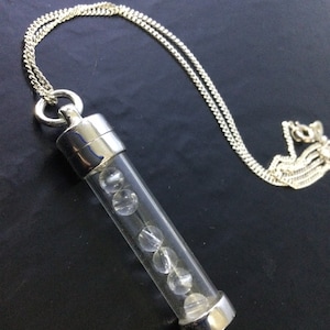 Sterling silver glass vial pendant on chain