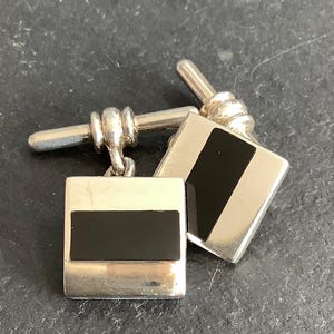 silver onyx cufflinks