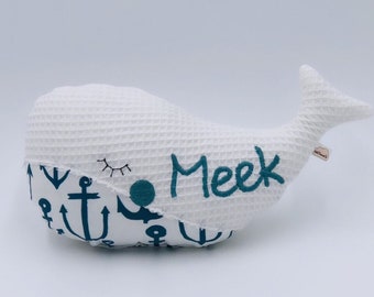 Nautical Whale, Waffle Toy, Whale with name, Personalized Whale, Plush Toy with name, Whale Baby Gift, Under the Sea, Whale, Stuffed Whale