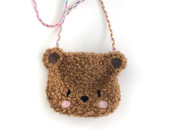 Teddy Bear crossbody bag for little girl, Mini bear purse, play