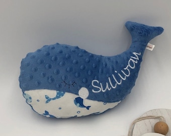 Blue Plush Whale, Nautical Toy, Under the Sea, Whale, Personalized Whale, Whae with name, Blue White Whale, Handmade, Toy for boy