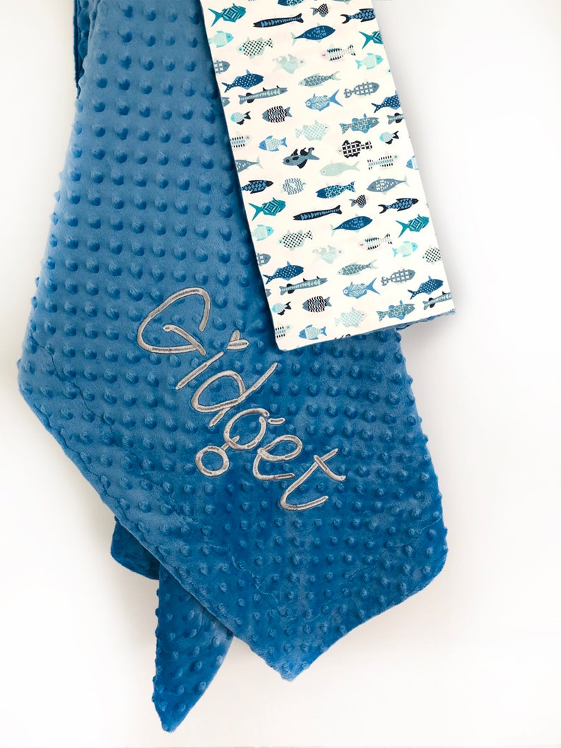 By Sea Baby Boy Blanket Fish Minky Blanket Baby Boy Gift Etsy