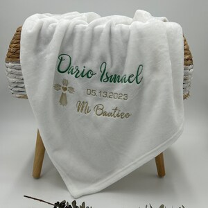 Personalized Baptism Blanket, Baptism Gift, Soft Baptism Blanket, Christening image 3