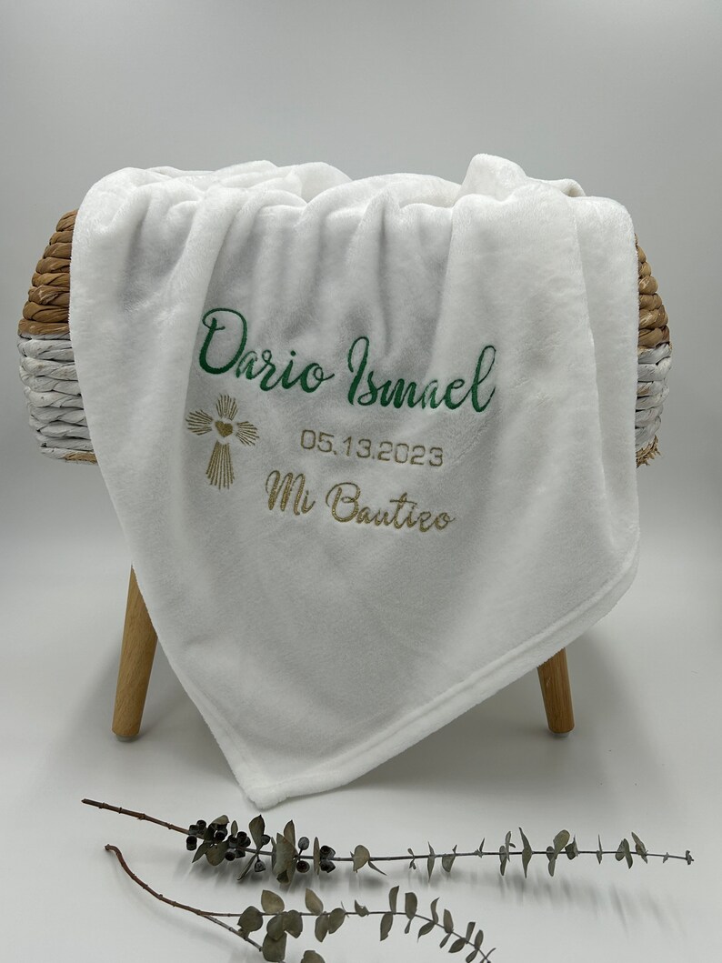 Personalized Baptism Blanket, Baptism Gift, Soft Baptism Blanket, Christening image 3