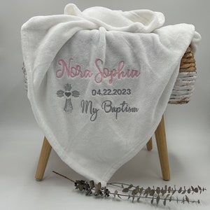 Personalized Baptism Blanket, Baptism Gift, Soft Baptism Blanket, Christening image 4