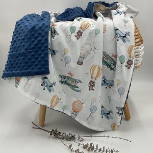 Hot Air Balloon Baby blanket, airplane, vintage balloon, personalized blanket, Baby Blanket, Hot Air Balloon, blanket with name, Baby Gift
