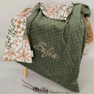 Spring Daisy baby Blanket - Cotton & Minky Personalized and Handmade