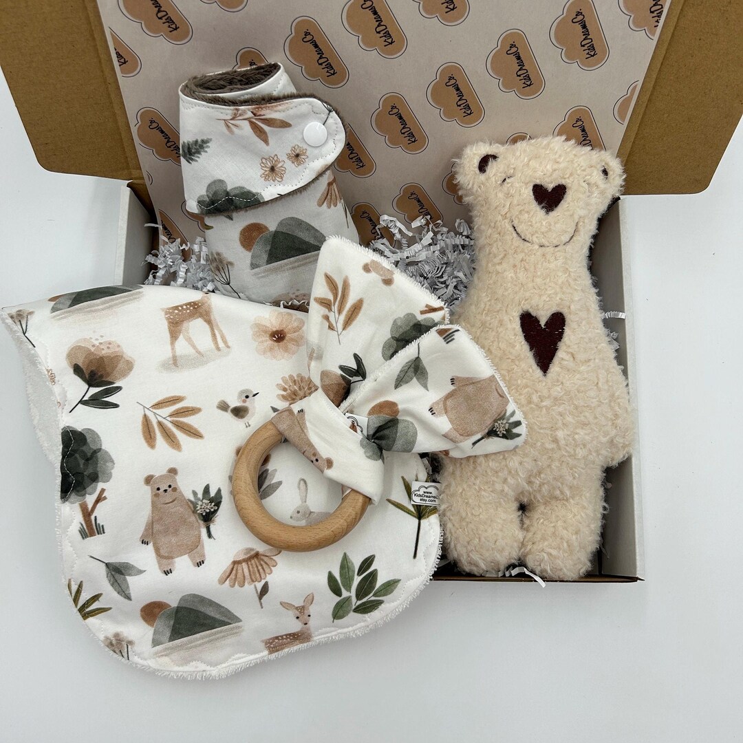 Woodland Baby Gift Set, Ivory Teddy Bear Plush, Handmade Accessories - Etsy