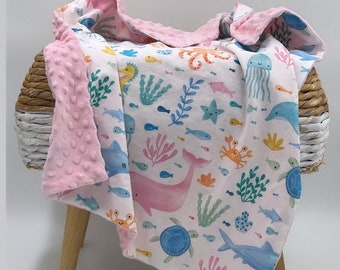 Ocean Nursery Blanket: Handmade Minky Baby Blanket, Personalized