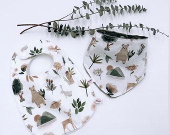 Woodland Baby Bib, Handmade Bib, Forest, Woodland