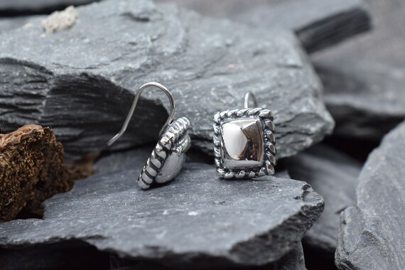 Rectangular Rope Edge Drop Earrings in .925 Sterl… - image 6