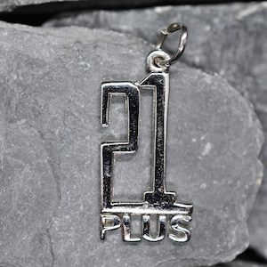 Vintage 21 Plus Charm for Bracelet or Pendant in .925 Sterling Silver
