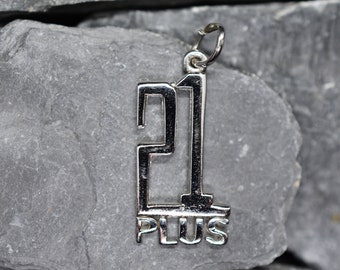 Vintage 21 Plus Charm for Bracelet or Pendant in .925 Sterling Silver