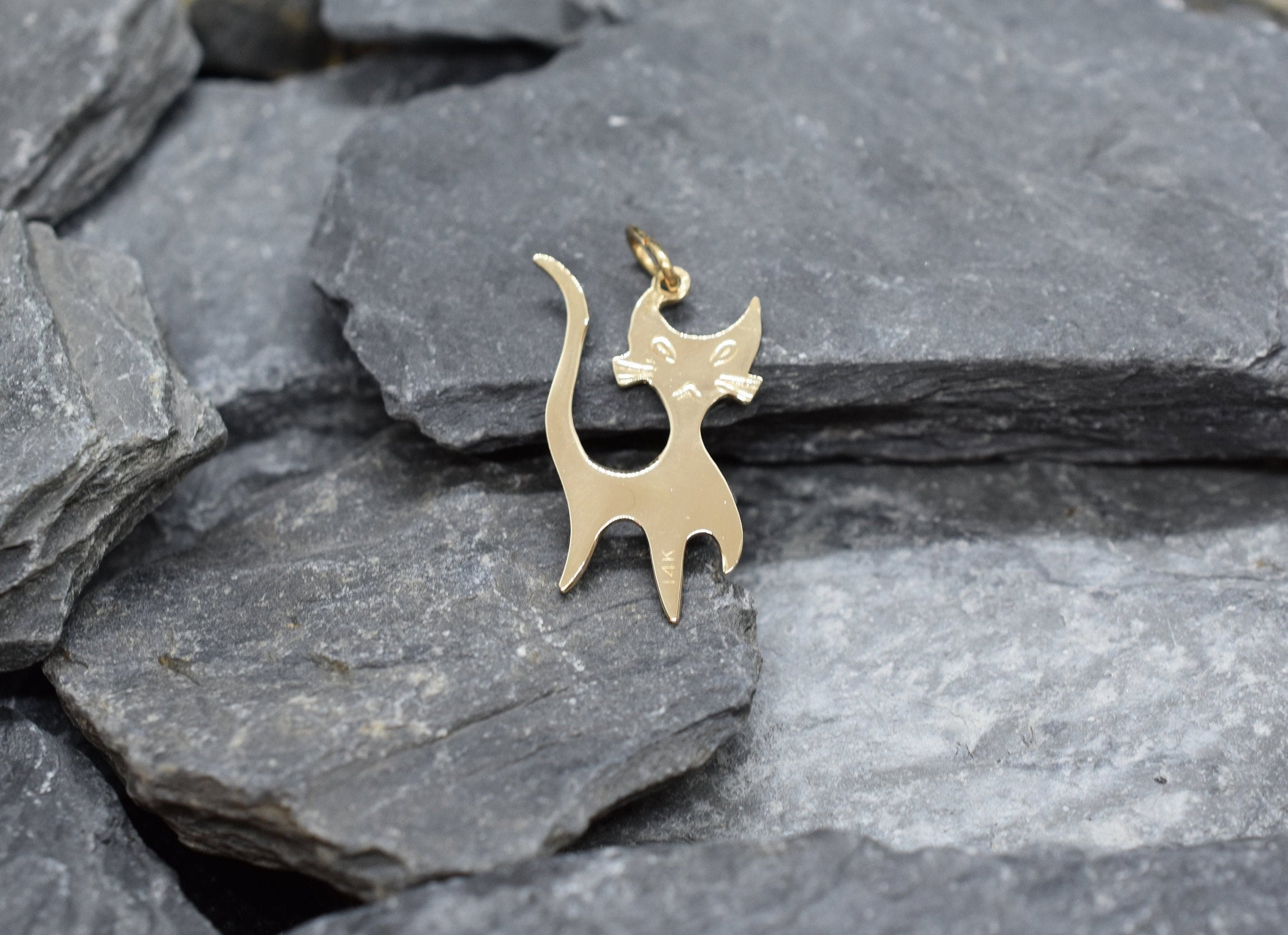 Vintage 14 Karat Yellow Gold Cat Pendant or Charm for Bracelet Etsy