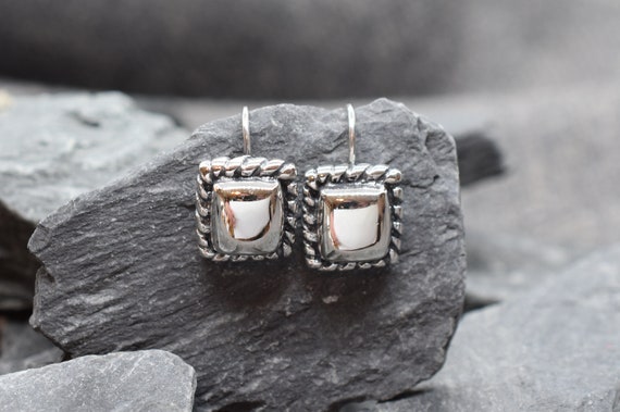 Rectangular Rope Edge Drop Earrings in .925 Sterl… - image 2