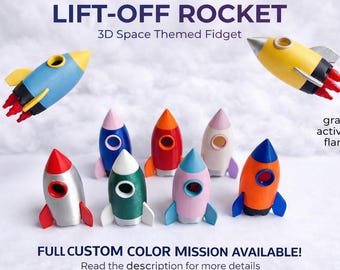 Custom 3D Lift-Off Rocket Fidget | Party Favors | Space themed | Fidget Toy
