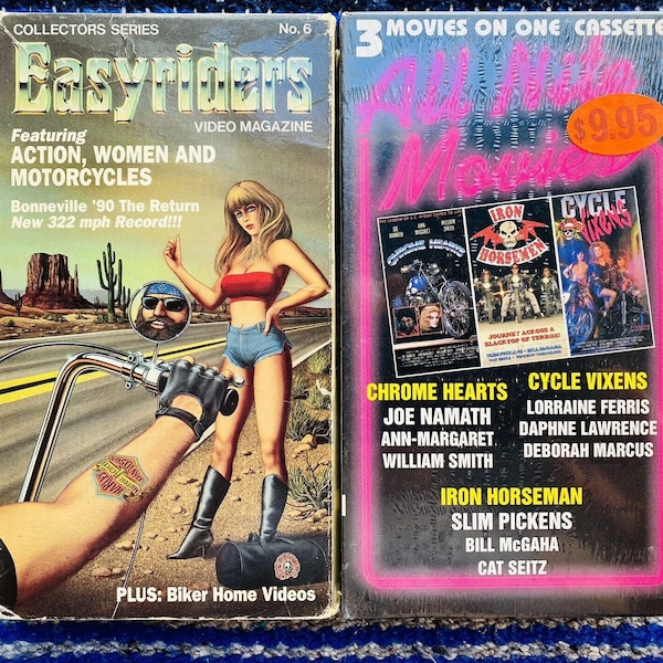 Sleazy Motorcycle VHS Lot Easy Riders Iron Horsemen Chrome Hearts Cycle Vixens 70s 80s