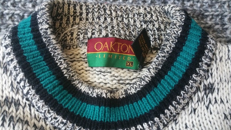 Vintage 80s 90s Geometric Pattern Heavy Knit Ski Sweater Size XL BEAUTIFUL