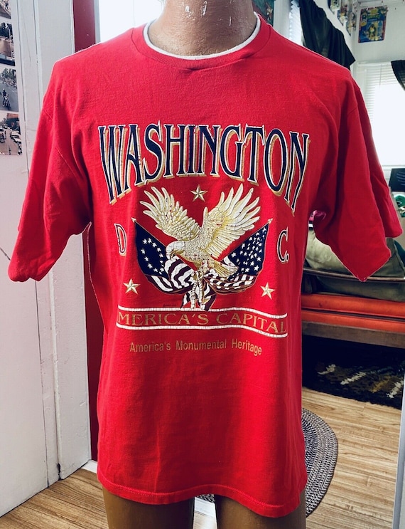 Vintage 90s Washington DC America's Capital Red &… - image 1