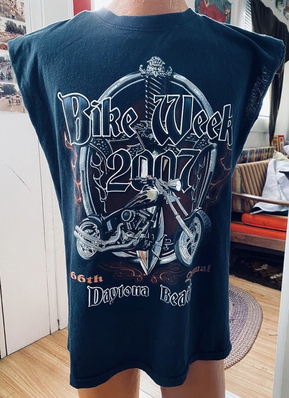 Vintage 2007 BIKE WEEK Daytona Beach 2-sided Sleeveless T-shirt