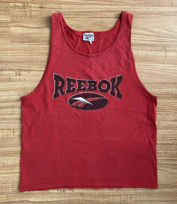 Vintage 90s Red & Black REEBOK Sleeveless Muscle … - image 1