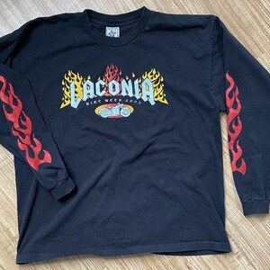 Vintage 2002 Laconia BIKE WEEK Long-Sleeve Flames T-Shirt Sz XXL 2XL Motorcycle Biker Harley Y2k