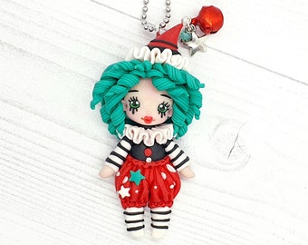 Fimo clown. Polymer clay doll.