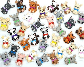 Little animals in Fimo. Cat, Dog, Rabbit, Bear, Panda, Pig, Koala and Mouse