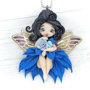 Polymer clay fairy necklace. Fimo OAK doll
