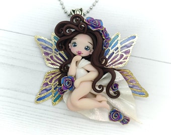 Necklace with polymer clay fairy. OAK fimo doll