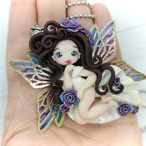 Polymer clay fairy necklace. Fimo OAK doll