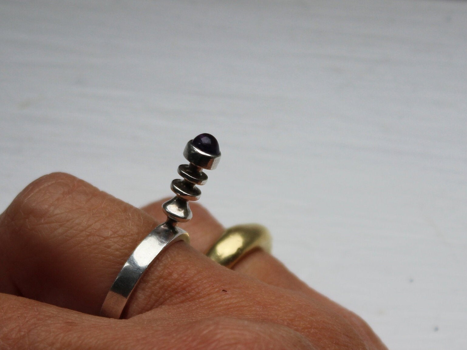 1970er Jahre Silber & Amethyst Säulenring Celia Weaver | Etsy