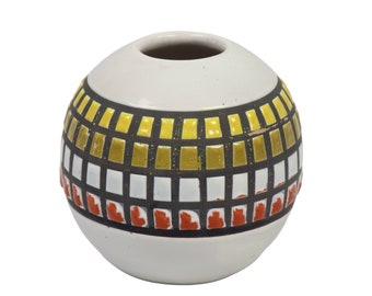 Bitossi Decoro a cera banda quadrettata Ball Vase Aldo Londi Roger Capron style