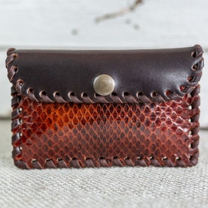 Monedero de mujer, monedero de animal print, monedero de hombre de serpiente, tarjetero, cartera de reptil, cartera hecha a mano
