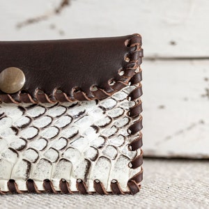 Monedero Piel de Serpiente, Monedero de Animal Print Blanco, Monedero de Hombre de Serpiente, Tarjetero de Serpiente, Cartera Reptil Blanco