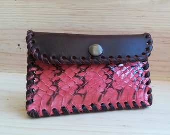 Monedero de piel de serpiente, cartera de piel de serpiente, cartera artesanal de serpiente para  mujer, pequeño monedero de reptil