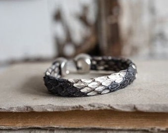 Mens Bracelets, Real Python Skin Bracelet, Snake Leather Bracelet, Genuine SnakeSkin Bracelet, Anniversary gifts - Jewelry for Him,