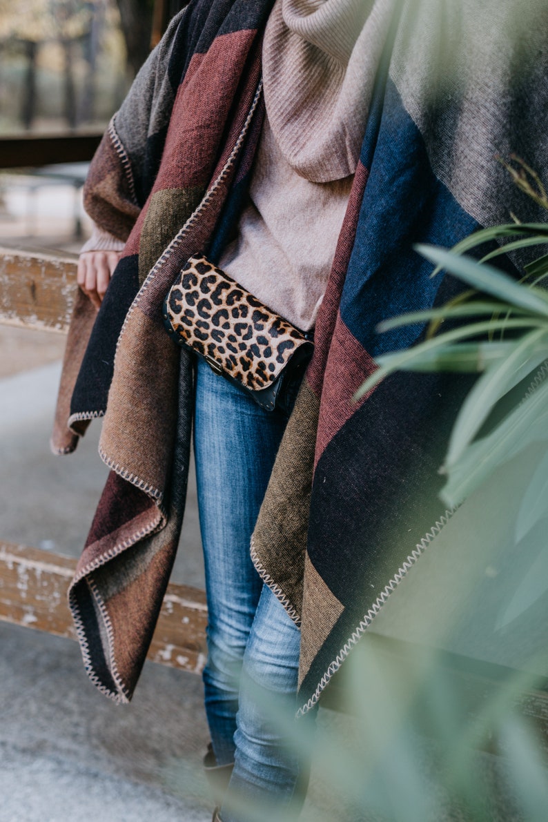 Belt bag leather, animal print Belt bag, leather hip bag, animal print clutch, leopard wallet, Crossbody purse, studded leather bag image 7