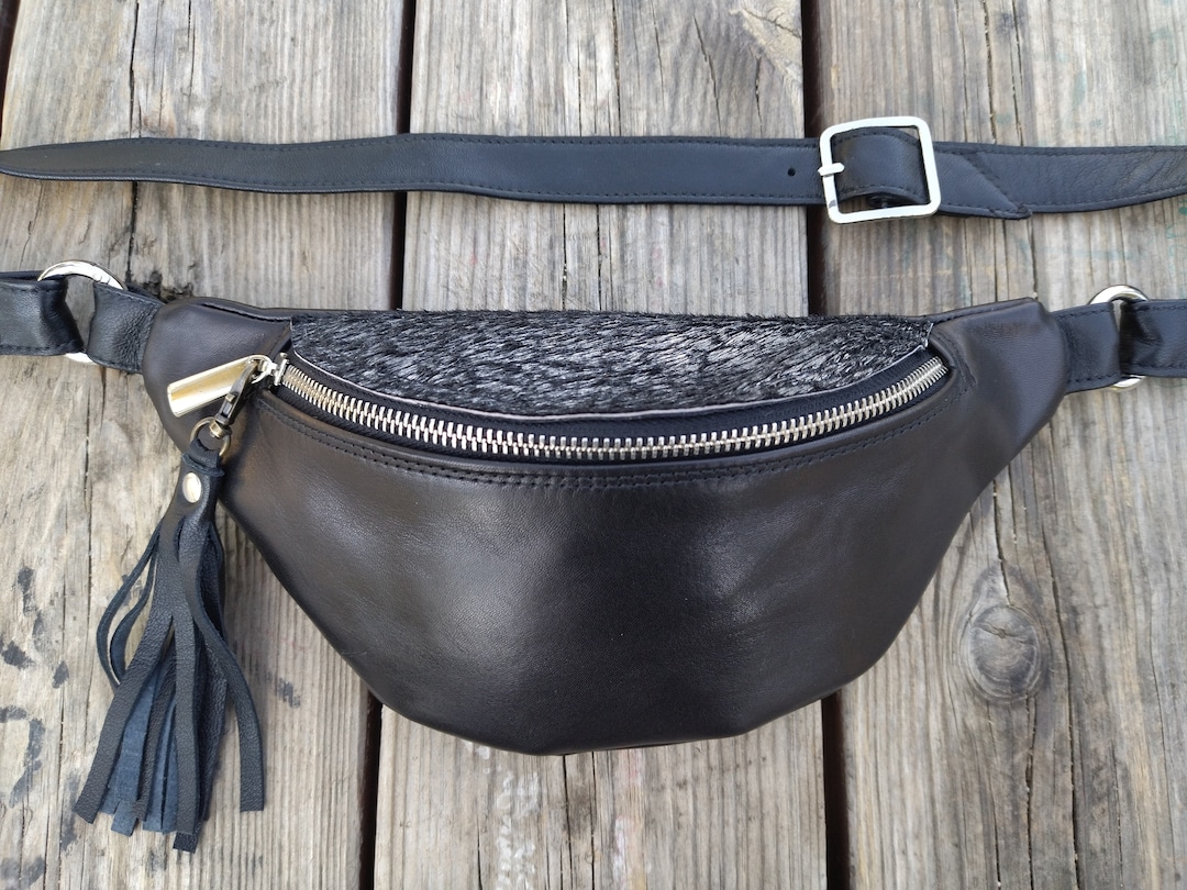 Black Leather FANNY PACK Leather Belt Bag Hand Made Leather Hip Bag Black Silver Leather Bum Bag Adjustable Crossbody Bag Fanny Pack Etsy Canada