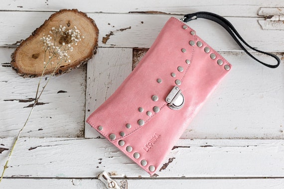 Pink studded purse sale