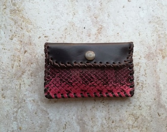 Monedero de serpiente, pequeño monedero de reptil, monedero de animal print fuchsia, cartera tarjetero reptil, cartera  hecha a mano