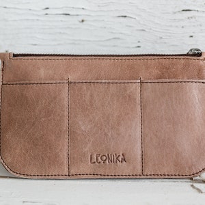Cartera de cuero para mujer, clutch de piel monedero de mujer, monedero tarjetero de serpiente, tarjetero cartera reptil imagen 5