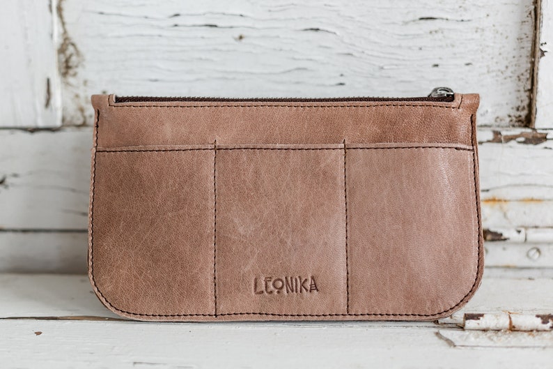 Cartera de cuero para mujer, clutch de piel monedero de mujer, monedero tarjetero de serpiente, tarjetero cartera reptil imagen 5