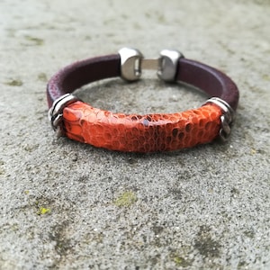 Snake Skin lederen armband, echte Snake Skin armband, herenarmband, Python Skin armband, oranje mannen Snake Skin armband, Gucci SnakeSkin